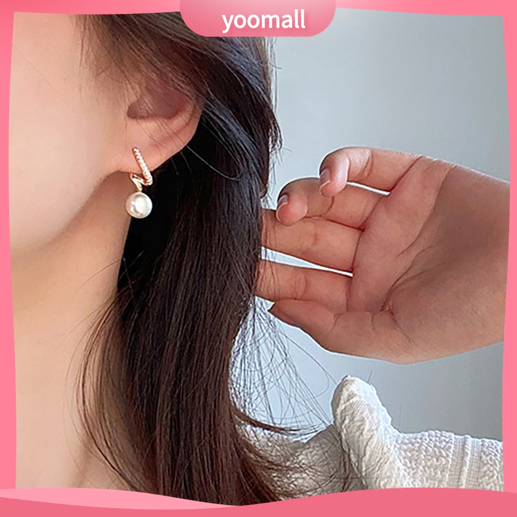 Yomall♡ 1 Đôi Bông Tai Đính Ngọc Trai Giả Phong Cách Hàn Quốc