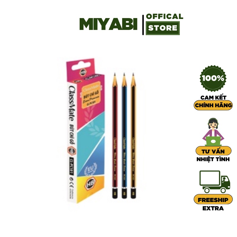 Bút chì lục giác HB Class Mate CL-PC101 ngòi mềm - Bút chì gỗ văn phòng phẩm cao cấp - MIYABI STORE