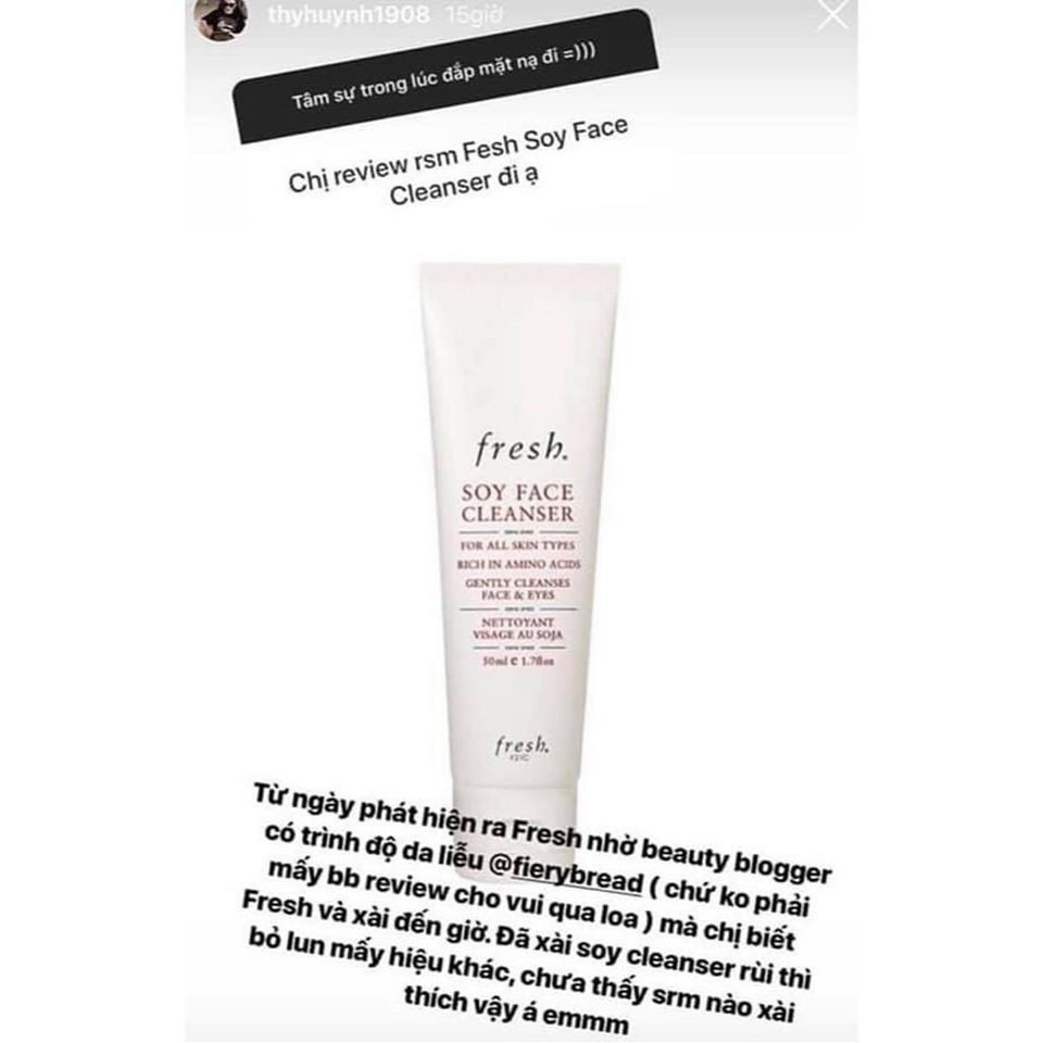 Sửa rữa mặt Fresh Soy Face Cleanser Minisize 20ml - 50ml - Fullsize 150ml