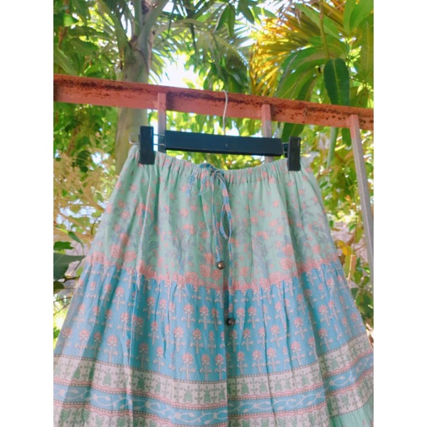 CHÂN VÁY XÔ NHẬT THỔ CẨM XANH BƠ