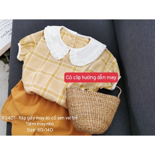RG401_Rập giấy may áo cổ sen vai trễ bé gái