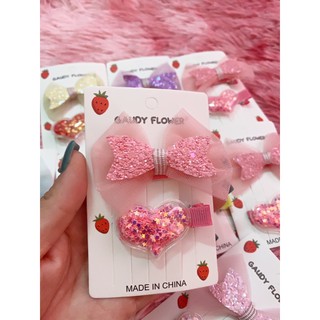 Set 2 kẹp tóc nhiều màu cho bé.