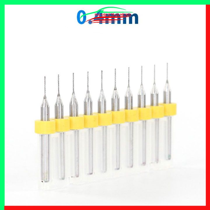 Hộp 10 mũi khoan CNC cao cấp độ chính xác cao đường kính mũi 0.4mm