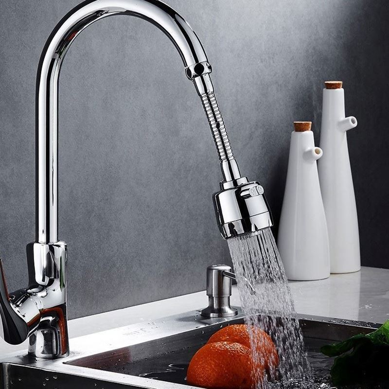 Đầu nối vòi rửa INOX tăng áp 2 chế độ nước xoay 360 độ, có bộ lọc, tiết kiệm nước