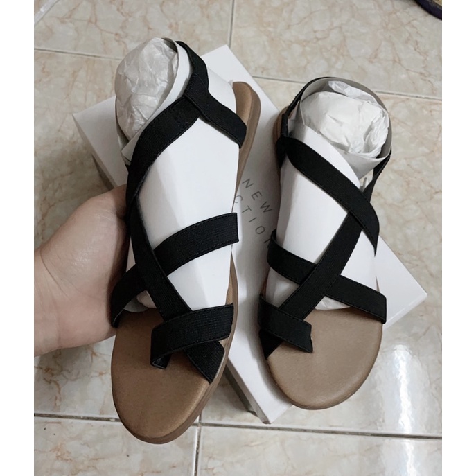 Sandal New Directions Xuất Âu Quai Thun Đan Chéo Xanh Đen Size Giữa 35 36 ( Có Sẵn )