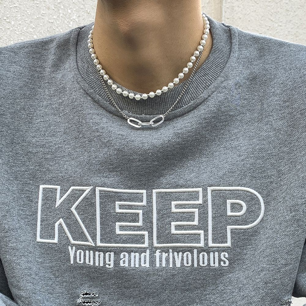 Dây chuyền chuỗi ngọc trai nhân tạo màu vàng/bạc phong cách Hàn Quốc thời trang cho nam và nữ