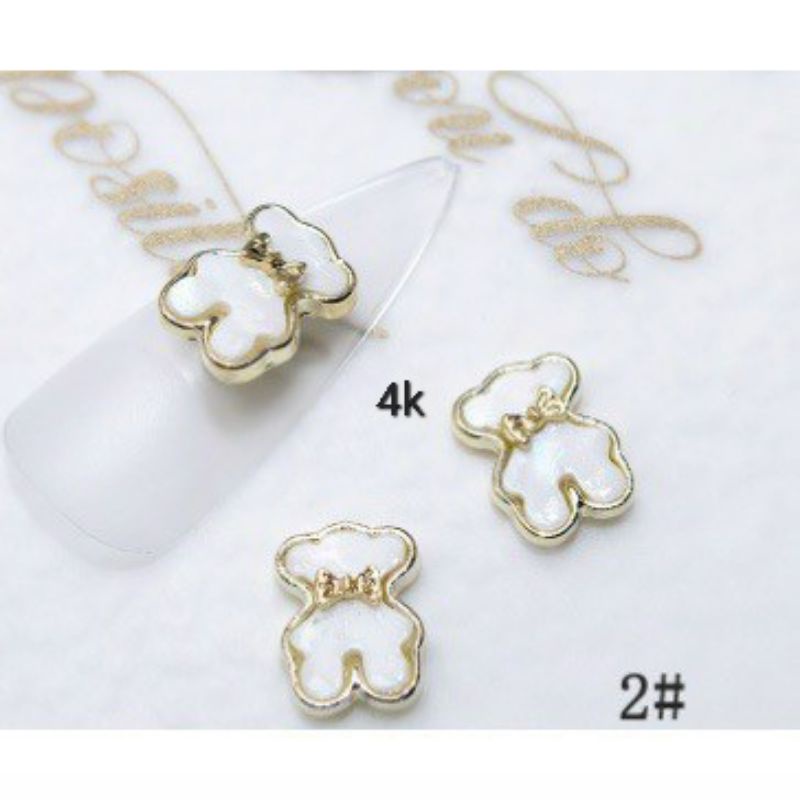 Charm gấu đá xà cừ trang trí móng