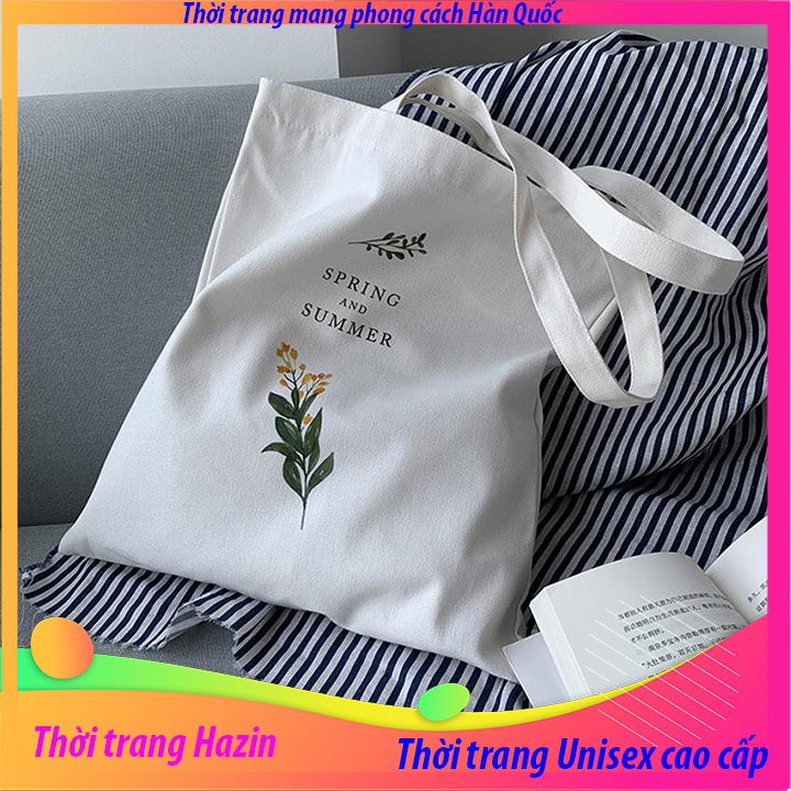 [TẶNG QUÀ XINH] Túi tote vải bố đựng đồ canvas in hình hoa cải phong cách Hàn Quốc