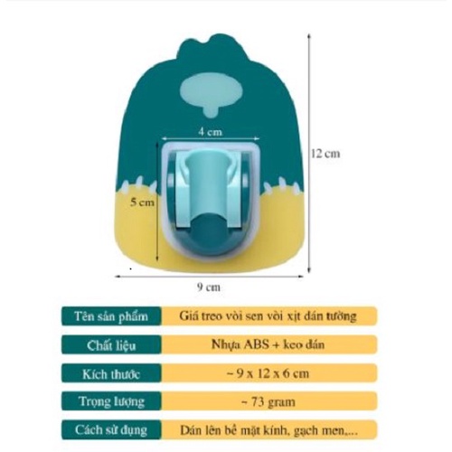 Giá treo vòi hoa sen, đế kẹp vòi sen vòi xịt toilet dán tường bằng nhựa họa tiết hoạt hình