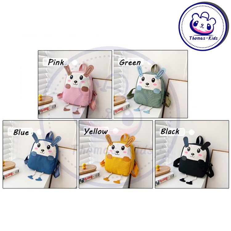 [THOMAS KIDS] Ba Lô Bằng Vải Canvas In Họa Tiết Thỏ Hoạt Hình Thời Trang Dành Cho Trẻ Mẫu Giáo 3-6 Tuổi