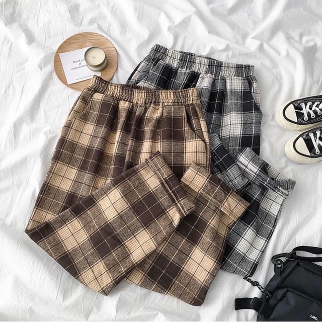 [Mã FADIRECT20 giảm 20K đơn từ 150K] Quần caro unisex ống rộng/Caro Pants màu NÂU/ĐEN ❤️FREESHIP❤️/Nam nữ unisex ❤️