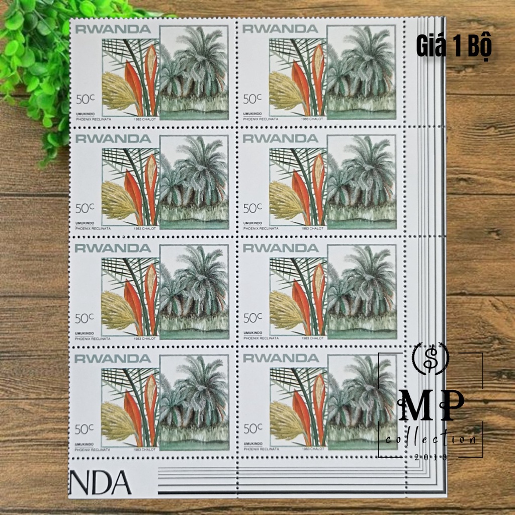 Bộ 8 tem hoa Rwanda 1983 sưu tầm