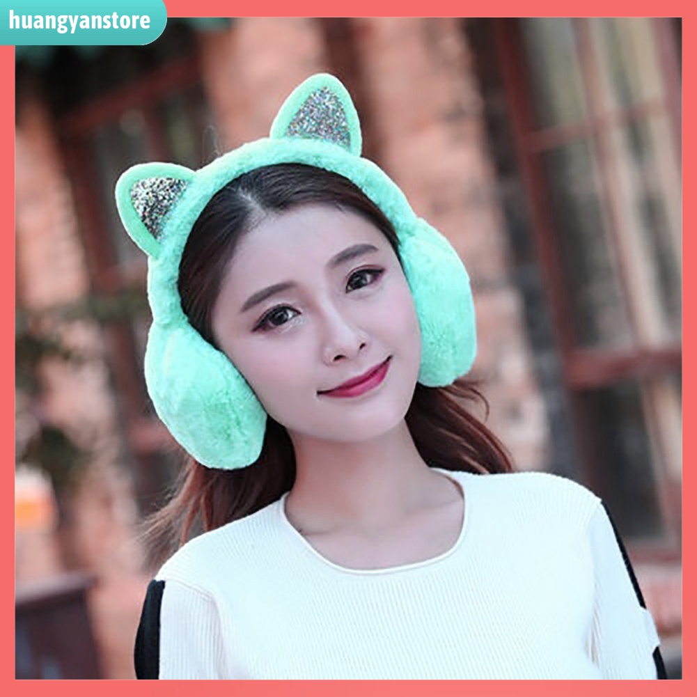 HY| Bịt tai hình tai mèo bằng lông giữ ấm mùa đông cho nữ