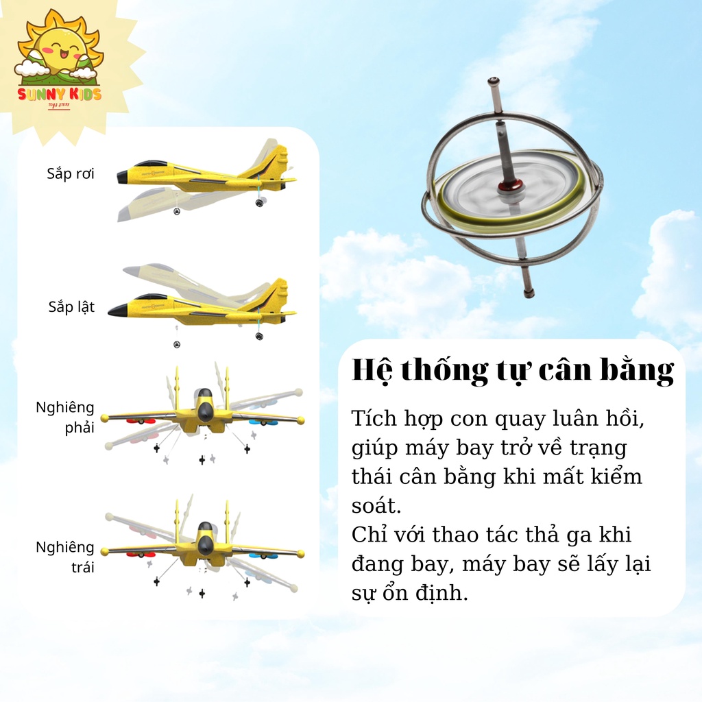 Máy bay chiến đấu điều khiển từ xa SU-27, vật liệu xốp nhẹ siêu bền chống va đập, tầm bay xa 100m, PIN 20p - Sunny Kids