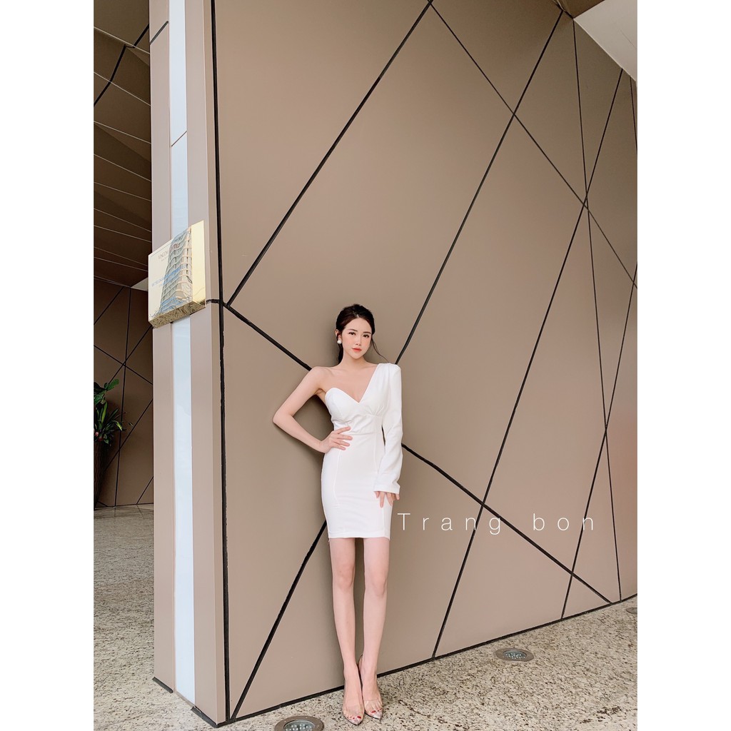 (C204)Đầm lệch tay kèm mút ngực kiểu dáng đầm dáng ôm cực đẹp sang chảnh thời trang tinh tế thời thượng cực hót hít | BigBuy360 - bigbuy360.vn