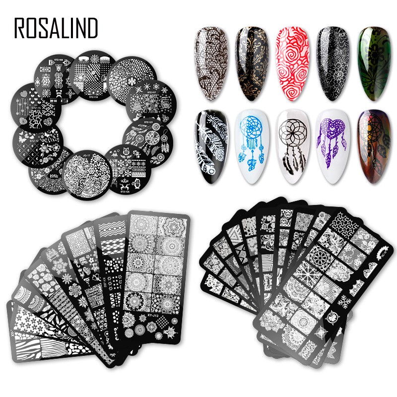 ROSALIND Nail Stamping Plates Nail Art For Manicure Flower For Nail Design Polish Stamping Print Template Plates Stamps