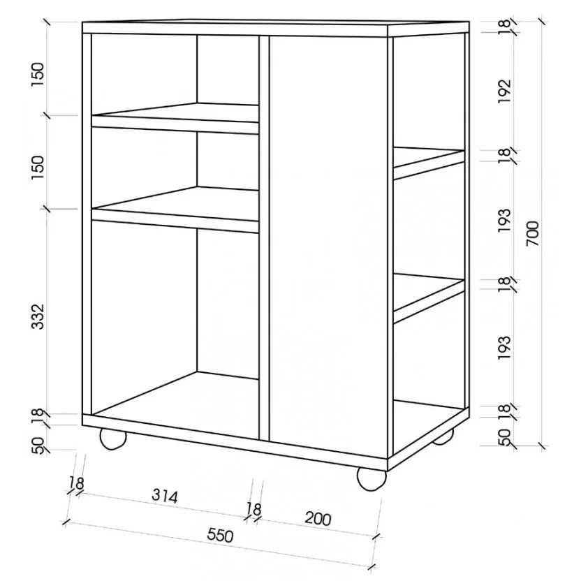 Kệ sách gỗ nhỏ gọn có bánh xe di chuyển (KS-44)