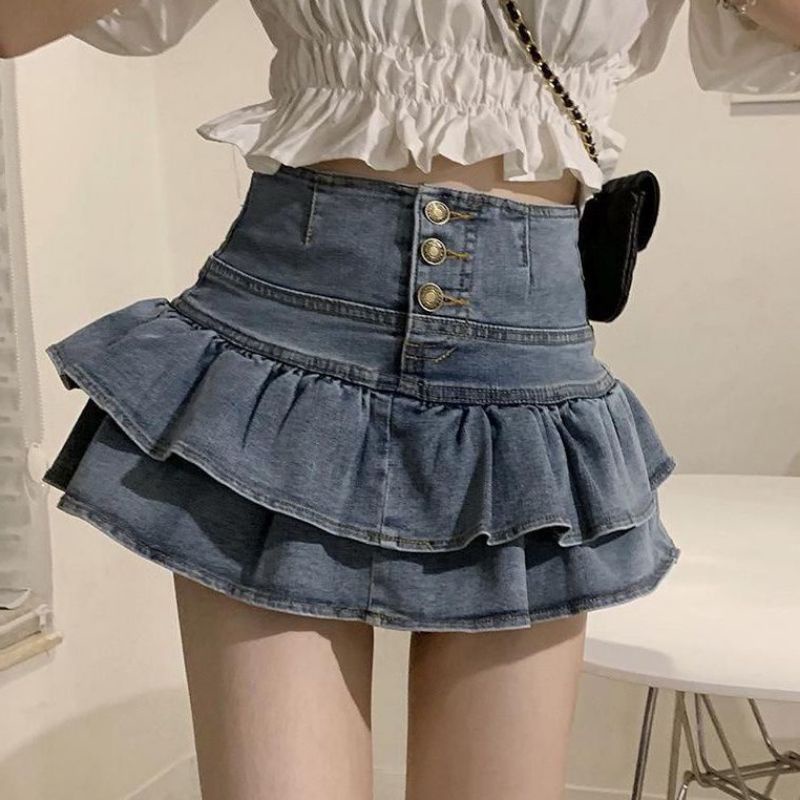 Chân váy jeans tầng xòe siêu hot cao cấp