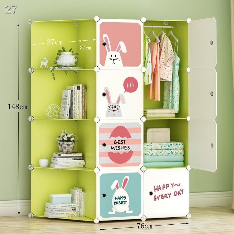 ✑ 27Tủ quần áo lắp ráp hoạt hình trẻ em tủ treo đơn giản đựng đồ gia đình bé nhựa phòng ngủ gái