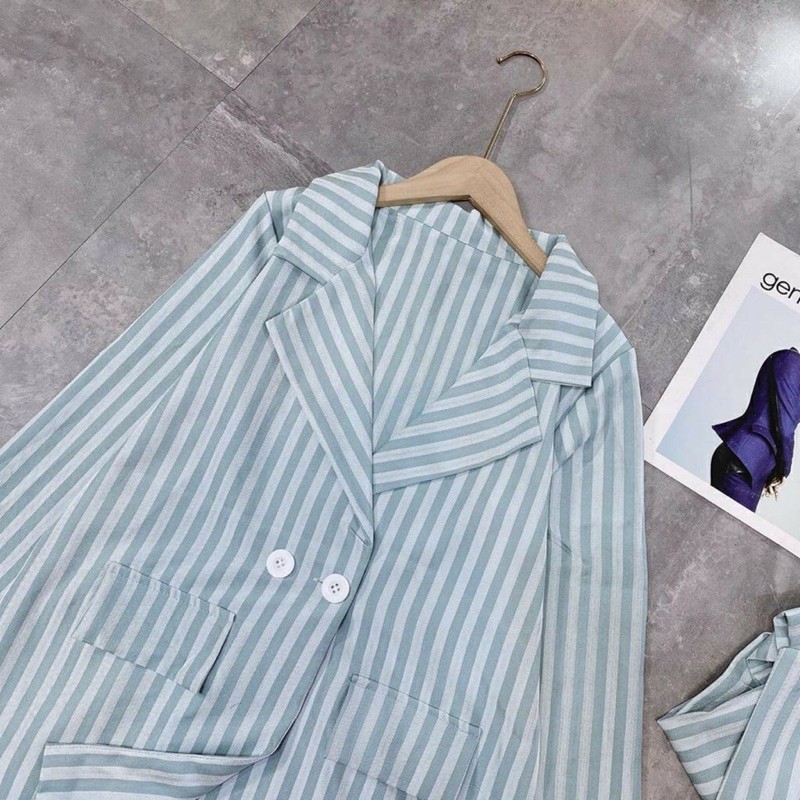 Áo vest nữ form rộng kẻ sọc , áo khoác blazer kẻ sọc phong cách hàng quốc chất mịn đẹp | BigBuy360 - bigbuy360.vn