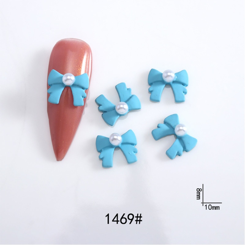 Hộp Phụ Kiện Trang Trí Móng Tay Hình Nơ Phối Hạt Ngọc Trai DIY