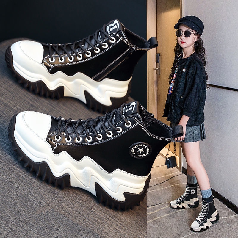 Giày thể thao cổ cao màu trắng thời trang mùa thu cho bé gái