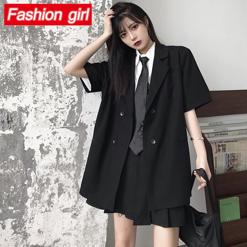 Áo Khoác Blazer Ngắn Tay Phối Hai Hàng Nút Thời Trang | BigBuy360 - bigbuy360.vn