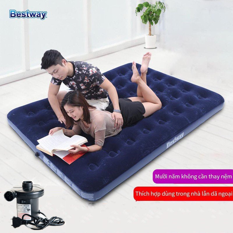 Nệm bơm hơi 2 người BestWay 191 x 137 x 22cm tặng máy bơm hơi 220V