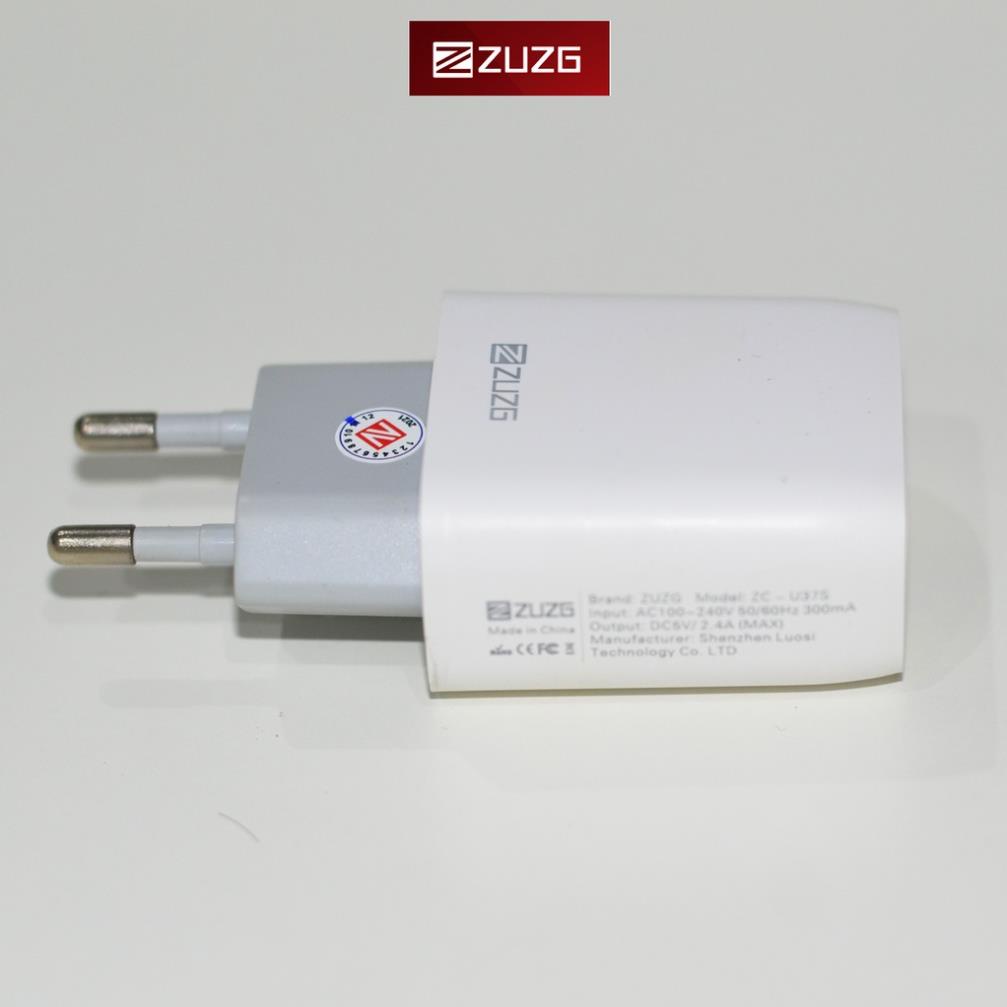 Củ sạc 2 cổng 2.4A 12w đa năng cho iphone samsung oppo vivo xiaomi U37S chính hãng ZUZG