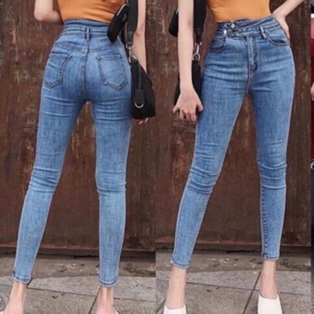 Quần Jeans Denim Xanh Lưng Siêu Cao/ SIZE ĐẠI TO - Co Giãn Mạnh