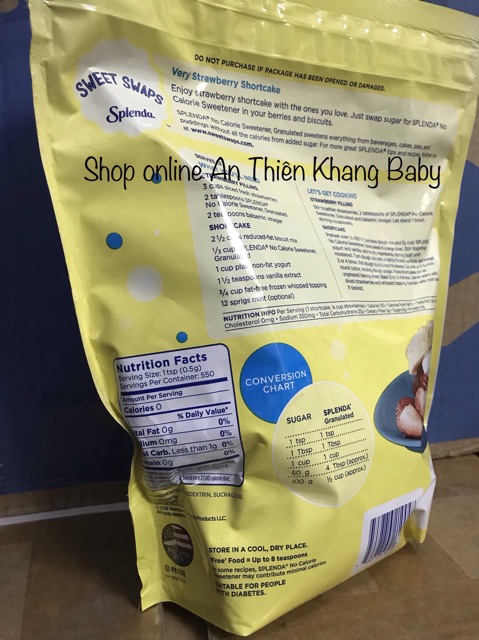 Đường ăn kiêng Splenda (no calories) dạng túi 357gr