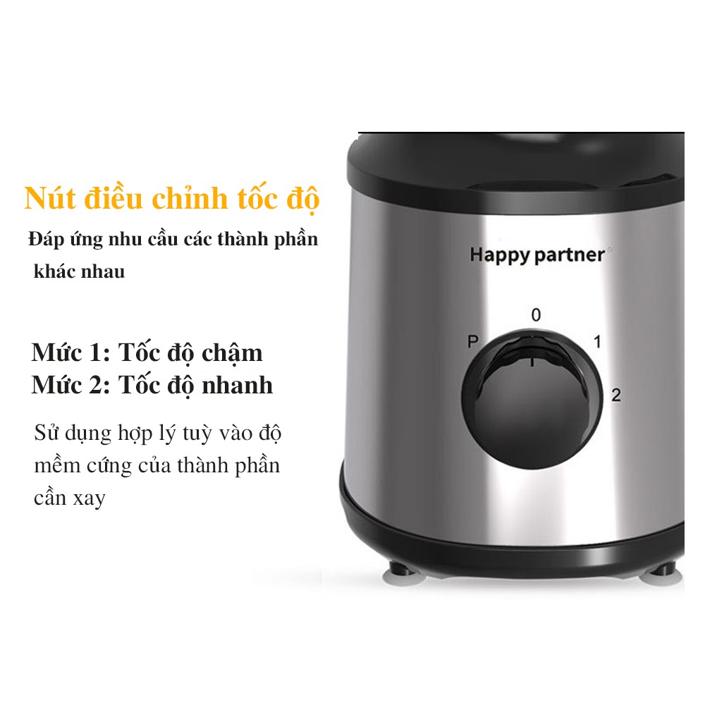 [CHÍNH HÃNG] Máy Xay Sinh Tố Đa Năng HAPPY PARTNER Đầy Đủ Phụ Kiện Tiện Lợi Dung Tích 1.8L Công Suất Lớn