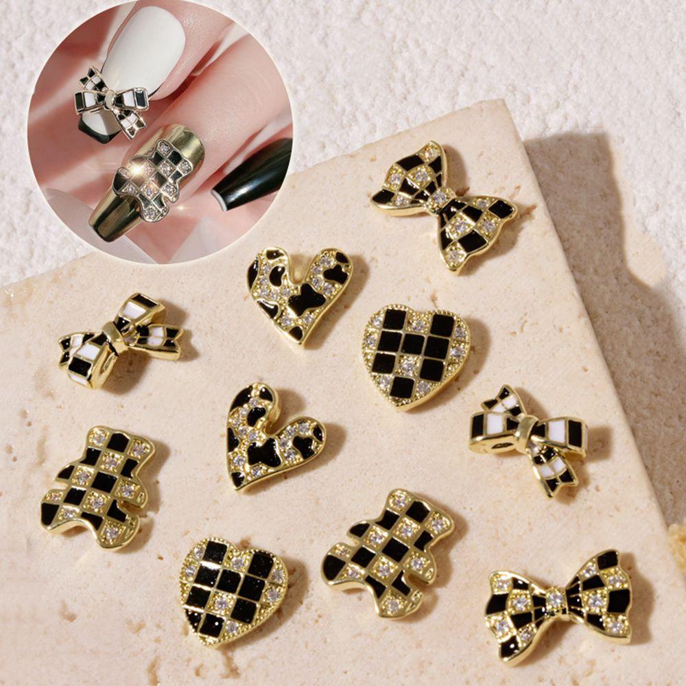 Miếng Dán Trang Trí Móng Tay Nghệ Thuật|Phụ Kiện Trang Trí Móng Tay Hình Trái Tim Họa Tiết Da Báo Phong Cách Nhật Bản