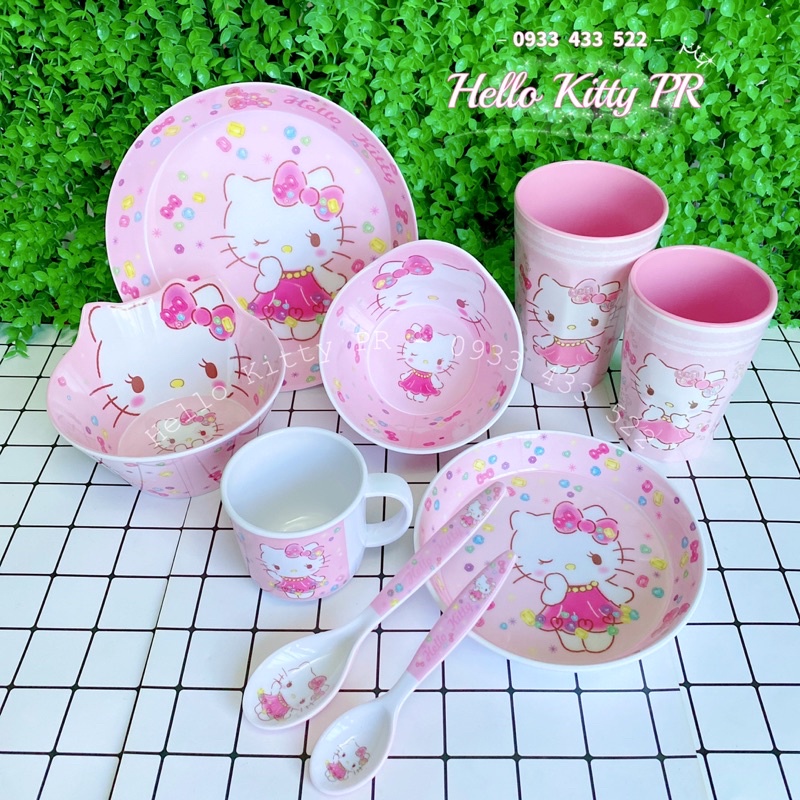 Tô chén ly dĩa muỗng khay HelloKitty