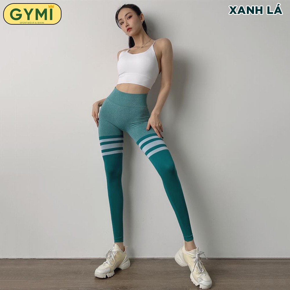 Quần tập gym nữ chun mông GYMI QD35 Mitao Girl dáng legging cạp cao nâng mông tập thể thao yoga rumba màu vạch chân