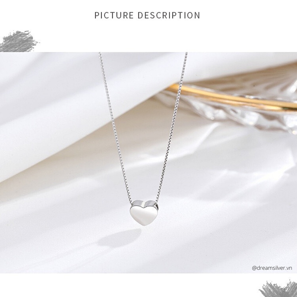 Dây Chuyền Bạc Dreamsilver, Vòng Cổ Bạc Ý Plain Heart DC018