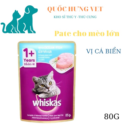PATE Whiskas gói cho mèo 80GR chọn vị - QUỐC HƯNG VET