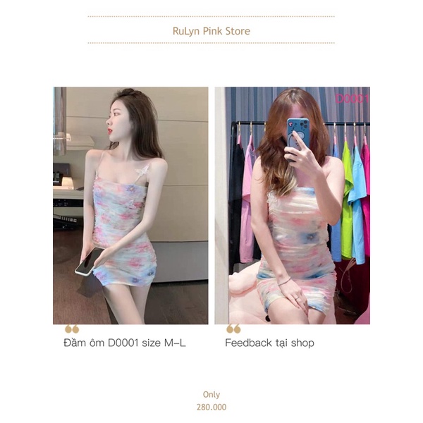 Đầm body màu loang Pink