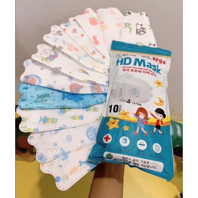 Combo 50 chiếc khẩu trang An Phong KF94 dành cho bé từ 2-8t mix mẫu ngẫu nhiên