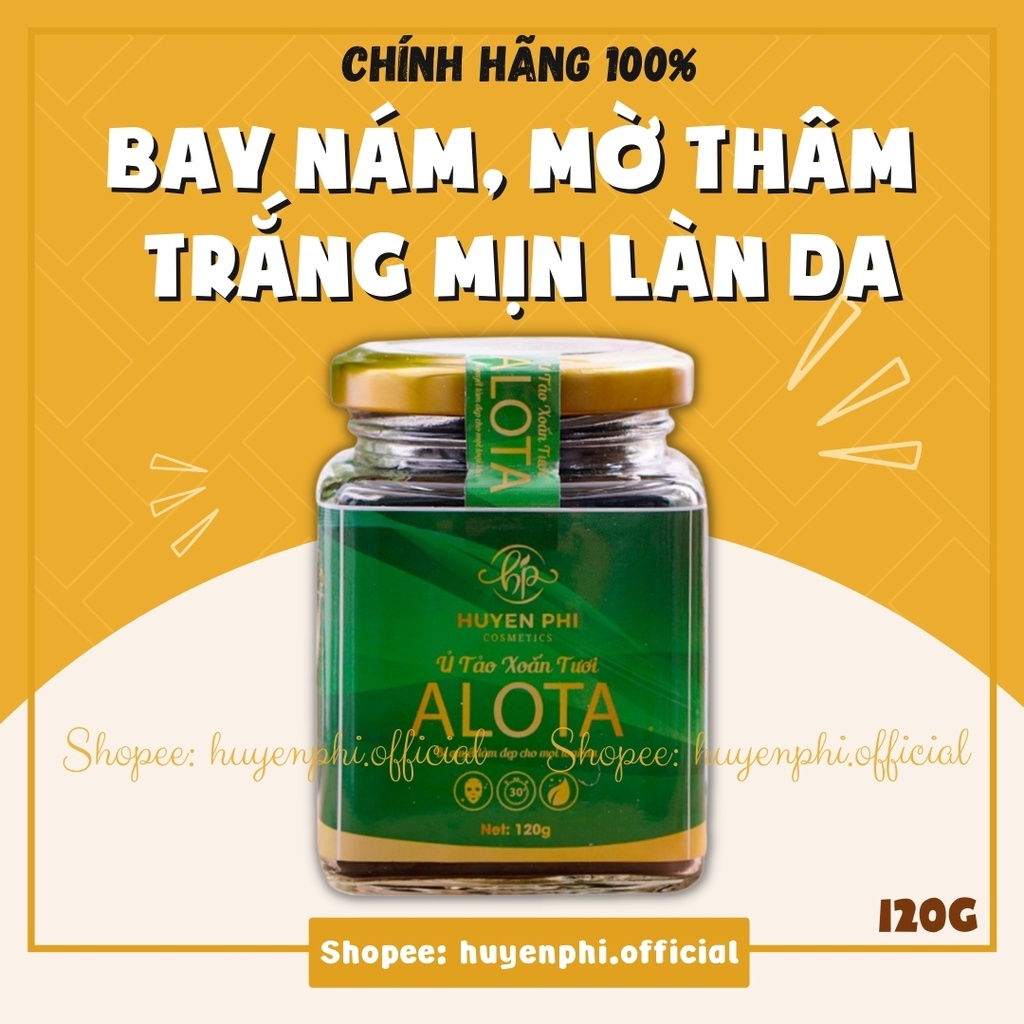 Ủ tảo xoắn tươi ALOTA Huyền Phi chính hãng, mặt nạ ngăn ngừa mụn, mờ thâm giảm nám, dưỡng da trắng mịn, hồng hào 120g