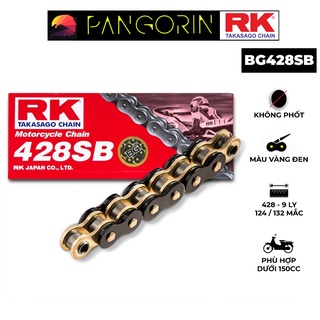 Sên xe máy RK Takasago Chain mã BG-428-SB, màu vàng đen, không phốt cao su, kích thước 9 ly - 428, 124 / 132 mắc sên