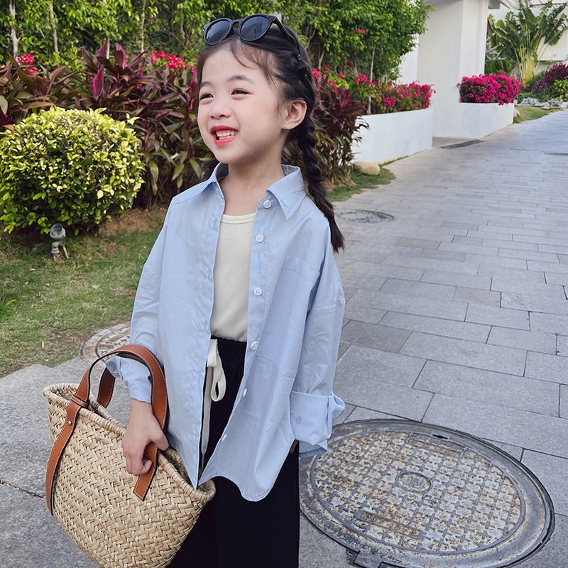 Áo Sơ Mi Tay Dài Họa Tiết Kẻ Sọc Thời Trang Hàn Quốc 2022 Cho Bé Gái