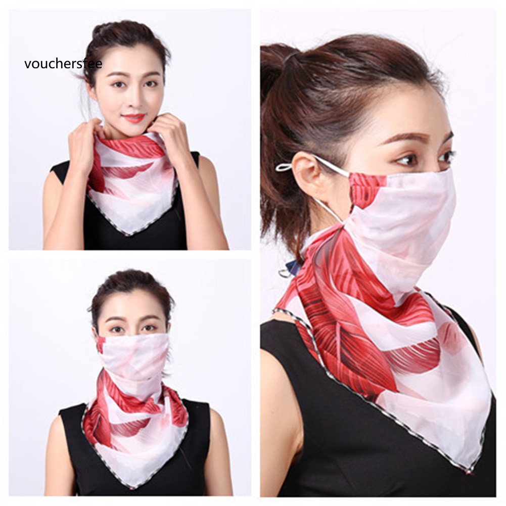 ✤Khẩu Trang Che Mặt Chống Tia UV Chống Gió In Họa Tiết Hoa Dành Cho Nữ Ốp