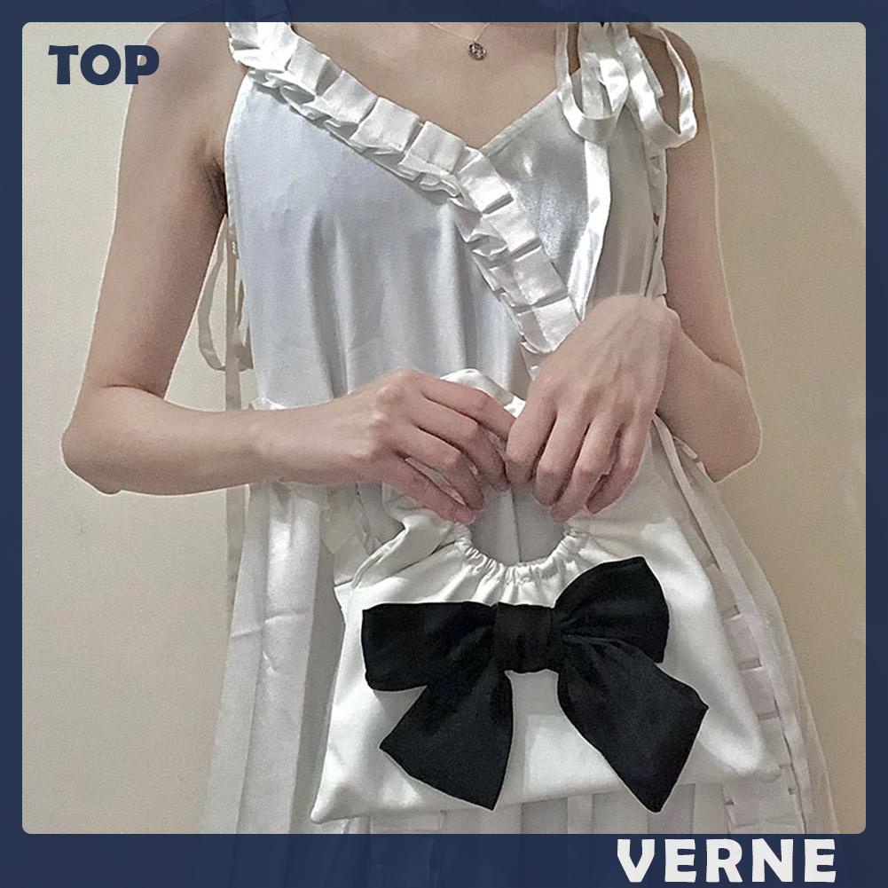 Túi Xách Da Pu Xếp Ly Đính Nơ Thời Trang Cho Nữ