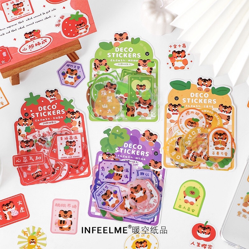 Túi 40 sticker hình dán nhựa PVC chống thấm