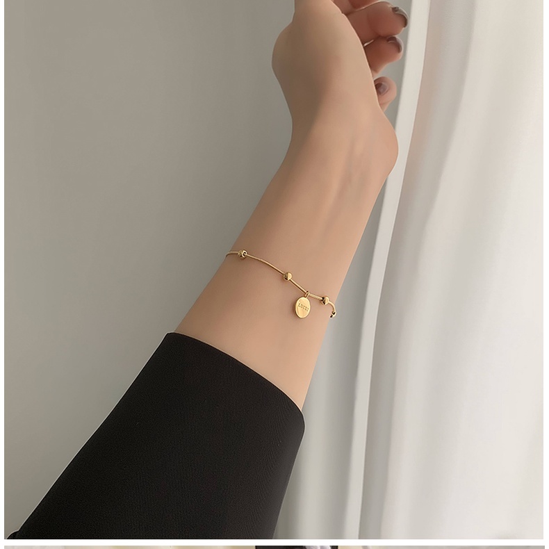 [FreeShip] Lắc tay vòng tay nữ titan hạt đậu may mắn H13-104 - CAM KẾT KHÔNG BAY MÀU