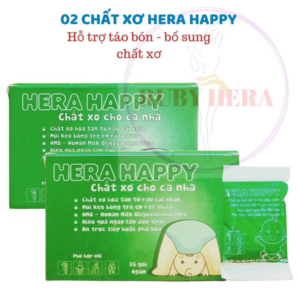 Chất Xơ Hòa Tan HERA Happy HH02 - Chất Xơ Cho Cả Gia Đình - Bổ Sung Chất Xơ (2 HỘP =30 GÓI)