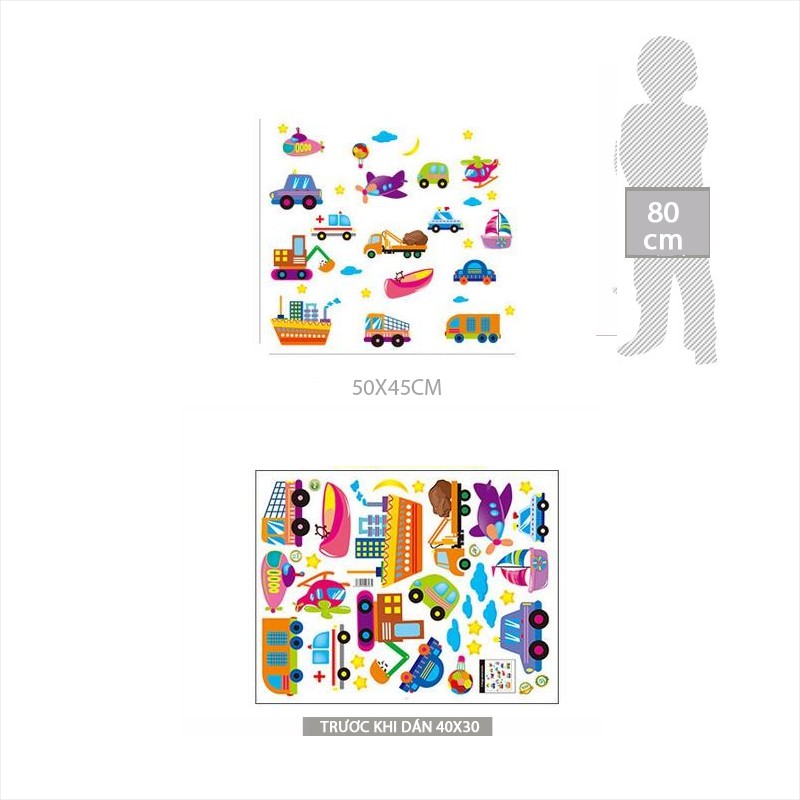 Decal dán tường phương tiện giao thông cho bé  | BigBuy360 - bigbuy360.vn