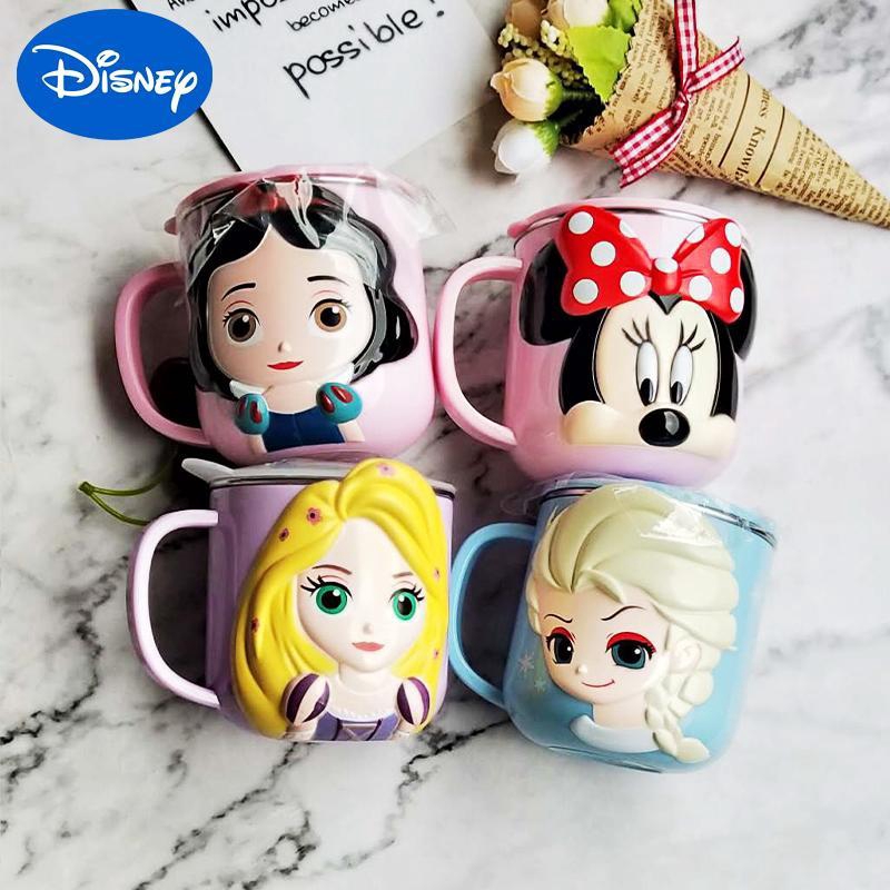 3DDisney Cốc Bằng Thép Không Gỉ 316Thép Không Gỉ Học Cốc Trường Mẫu Giáo Uống Phim Hoạt Hình Cốc Mickey Minnie Lãng Mạn Công Chúa Bạch Tuyết Lót Có Thể Tháo Rời