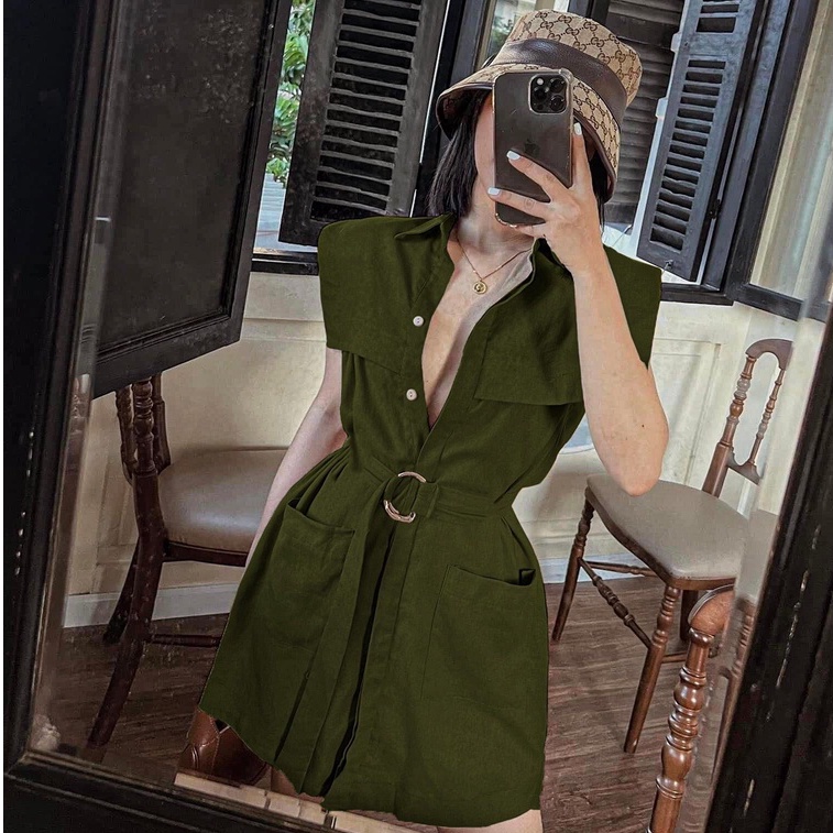 Sét đồ nữ đi chơi áo sơ mi quần short dạo phố hẹn hò mùa hè sang chảnh